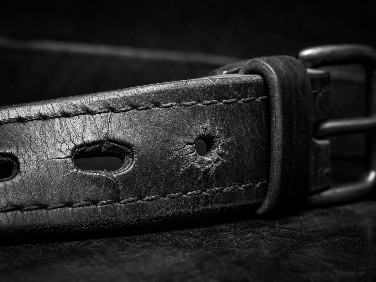Une vieille ceinture aux trous déformés